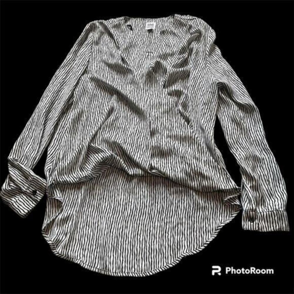 Badgley Mishka black and white striped blouse shirt